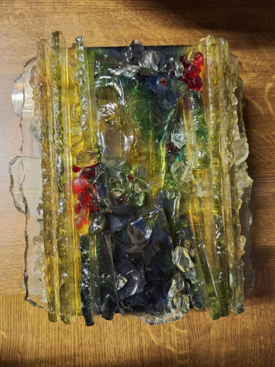 Image 1 of Seltene Wandlampe „Chartres“ – Willem van Oyen – Buntglaskunstwerk