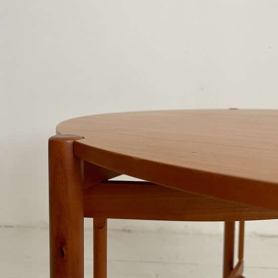 Image 1 of Side table, round, wood and wood veneer, Swedish design, vintage