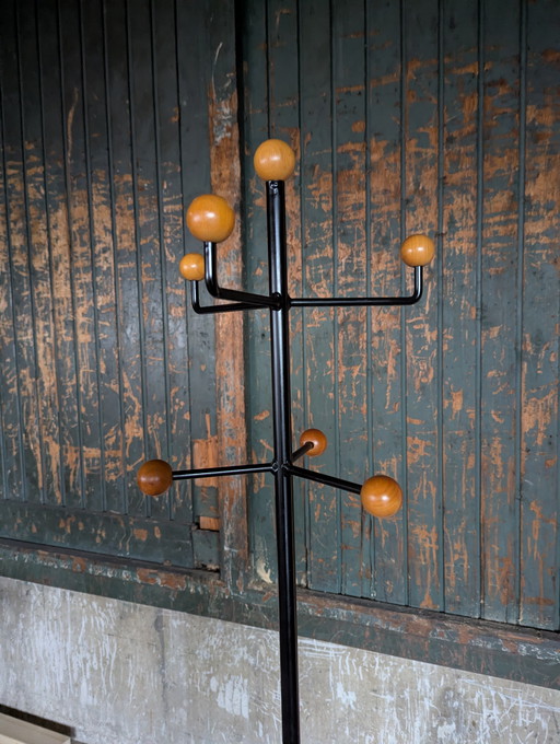 Vintage coat rack - metal/beech