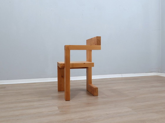 Image 1 of Silla Steltman de madera de alerce de la década de 1980 de Gerrit Rietveld