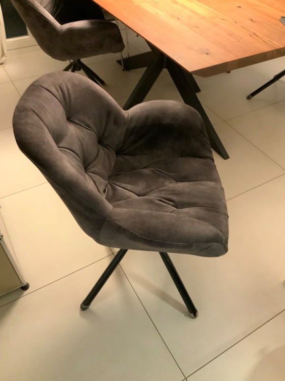 Set da pranzo: Piano 180x110cm + 4 sedie girevoli, SOLO COMPLETO, Legno, Marrone (foto 5 di 5)