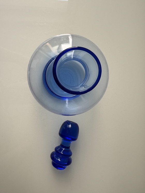 Blauwe karaf met stop, merk Blenko, model Jetson – Blenko Art Glasd, Glazen & Karaffen, Glass (photo 9 of 12)
