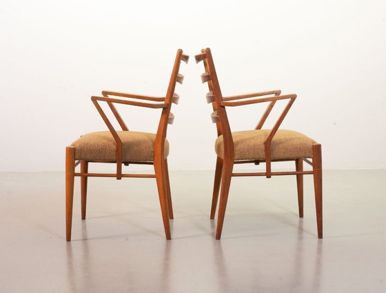 Zwei Cees Braakman Stühle im niederländischen Mid-Century-Design, massive Holzsessel mit Leiterrahmen und (photo 7 of 21)