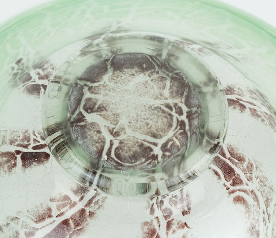 Image 1 of grote WMF art deco ikora glazen KOM karl wiedmann jaren 30 groen en donkerrood