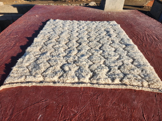 Beni Ouarain Teppich 160x240 cm – Cremefarbene Wolle mit Rautenmustern – Teppiche & Läufer, Baumwolle (photo 4 of 7)