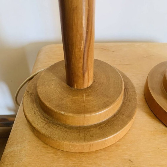 Image 1 of Paire de lampes vintage I.M.T. en bois années 70/80