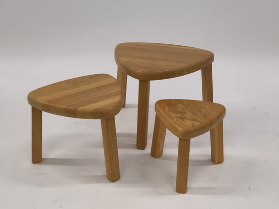 Image 1 of Tavolini brutalisti in legno di quercia