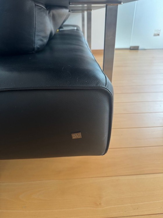 Image 1 of Divano angolare di design Rolf Benz Dono in pelle nera - noce