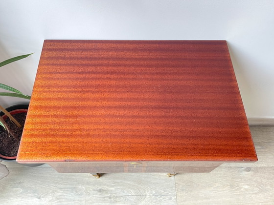 Comodino vintage in legno e ottone, 1950 – Mobili da giardino, Wood, Brass, Scandinavian (photo 6 of 12)