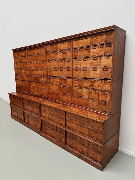 Image 1 of Sehr großer antiker amerikanischer Eichenholzschrank / Apothekerschrank, ca. 1900