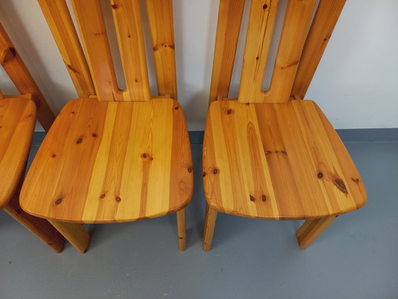 Image 1 of Suite of 4 Vintage Pine Chairs from the 70s and 80s