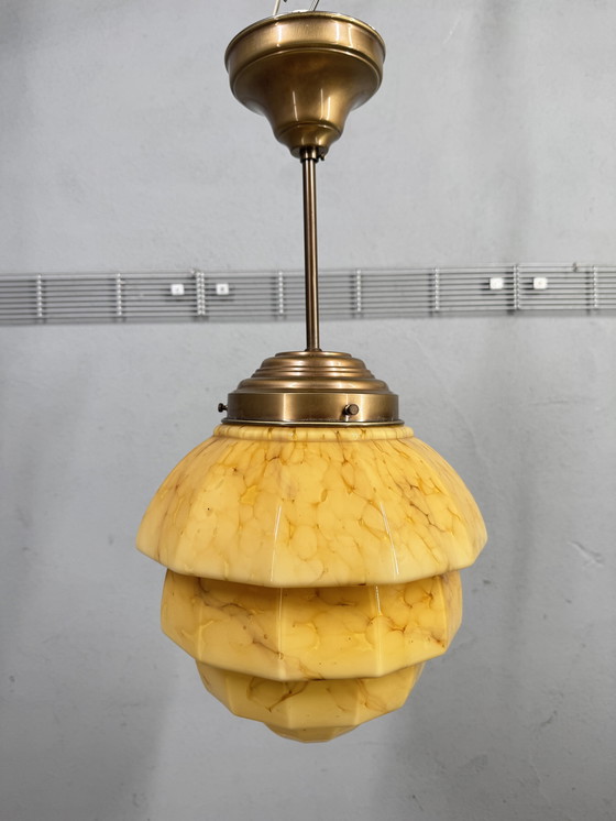 Image 1 of Lampada a sospensione marmorizzata Art Déco
