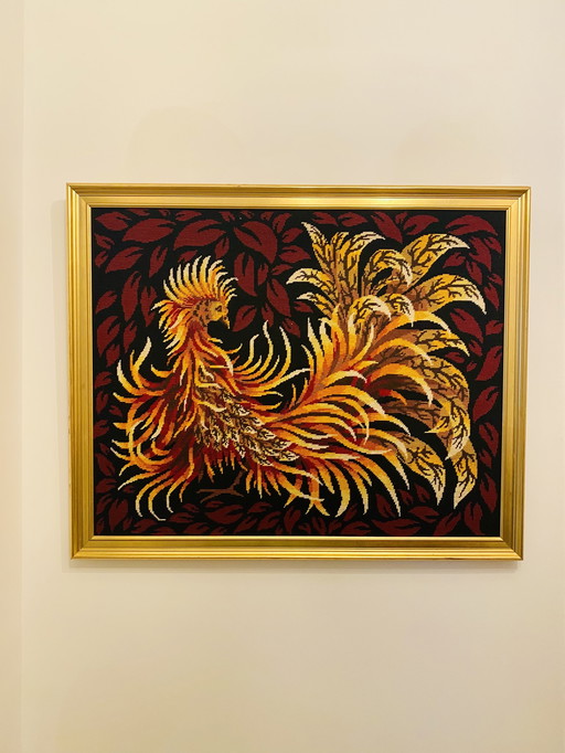 Tapisserie vintage Oiseau de feu années 60/70