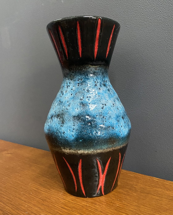 Image 1 of Vaso Germania Ovest di Scheurich modello 523-21 blu, nero e rosso