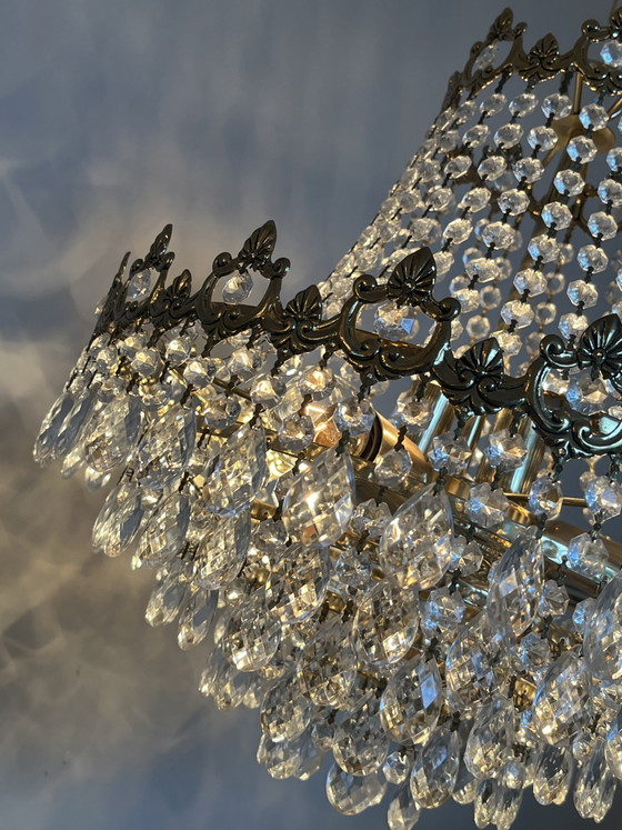 Zakkroonluchter kristal kroonluchter hanglamp vintage goud frame – Gold, Crystal (photo 3 of 8)