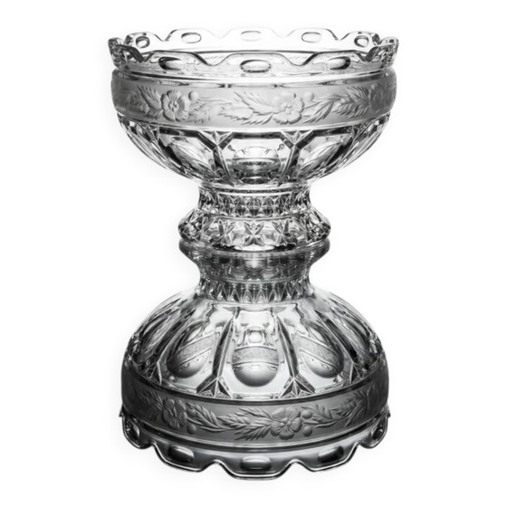 Cut and engraved crystal footed bowl, floral decoration – classic style / centrepiece - 20th century – Glass (photo 2 of 7)