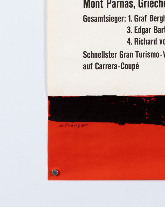 Image 1 of Porsche meldet weitere internationale Erfolge 1957 – Original Vintage Porsche Poster by Strenger – Mid-Century Modern – 85x59 cm