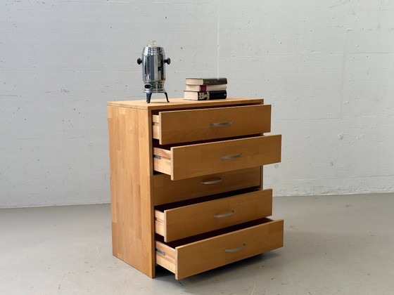 Solid Wood Chest of Drawers – 5 Drawers, Beech Look (photo 5 of 14)