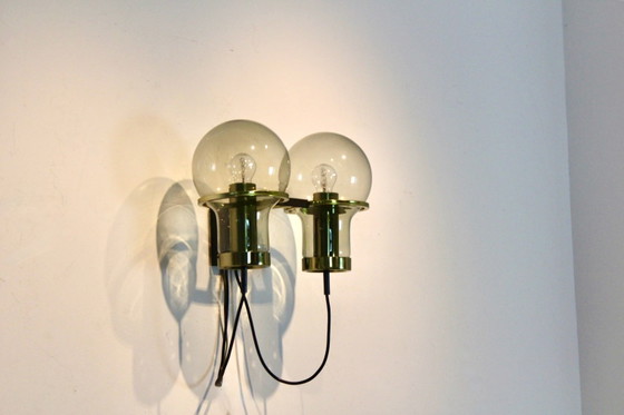 Raak Amsterdam Double Maxi Globe Wandlamp, Wandlampen, Metaal, Messing, Mid Century Modern (foto 5 van 12)