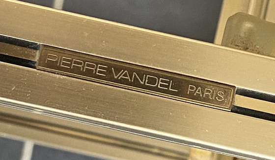 Image 1 of Meuble rangement télé hifi vidéo métal doré verre Pierre Vandel Paris 1970 vintage