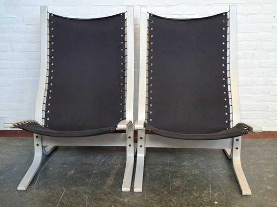 2x Siesta lounge armchairs by Ingmar Relling, 1960s – Westnofa, Leather, Wood, Vintage (photo 9 of 10)