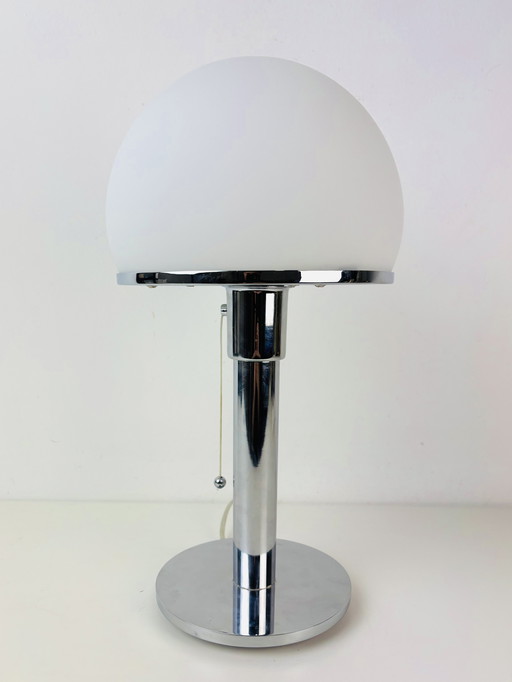 Lampe de table champignon chromée Art Déco, style spatial, Bauhaus