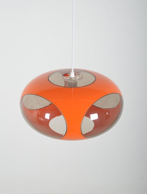 Lampe suspendue ovni de l'ère spatiale 'Bug Eye' (orange) par Massive, 1970