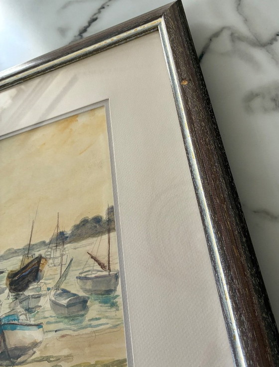 Image 1 of Watercolor wash Port of Piriac Loire Atlantique