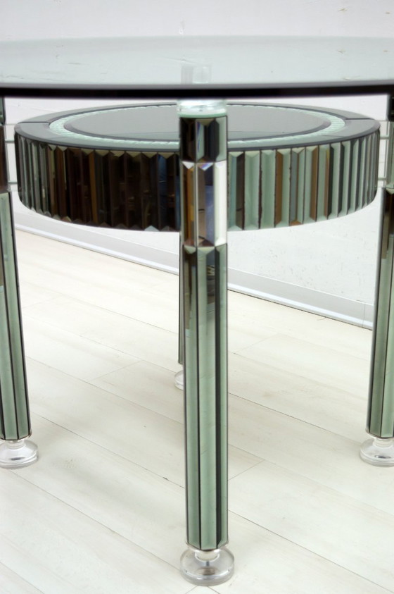 Image 1 of Zelino Poccioni Italian Modern Round Dining Table Mirrored Crystal for Mp2