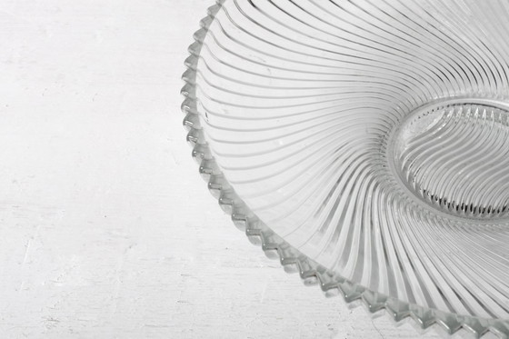 Image 1 of Ciotola vintage in vetro trasparente a coste / Elegante piatto pesante di Veropa / Francia / anni '70