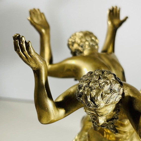 Centrotavola in bronzo dorato e marmo con Tritoni Dei dei Mari, XIX secolo – Accessori da tavola, Bronze (photo 5 of 13)