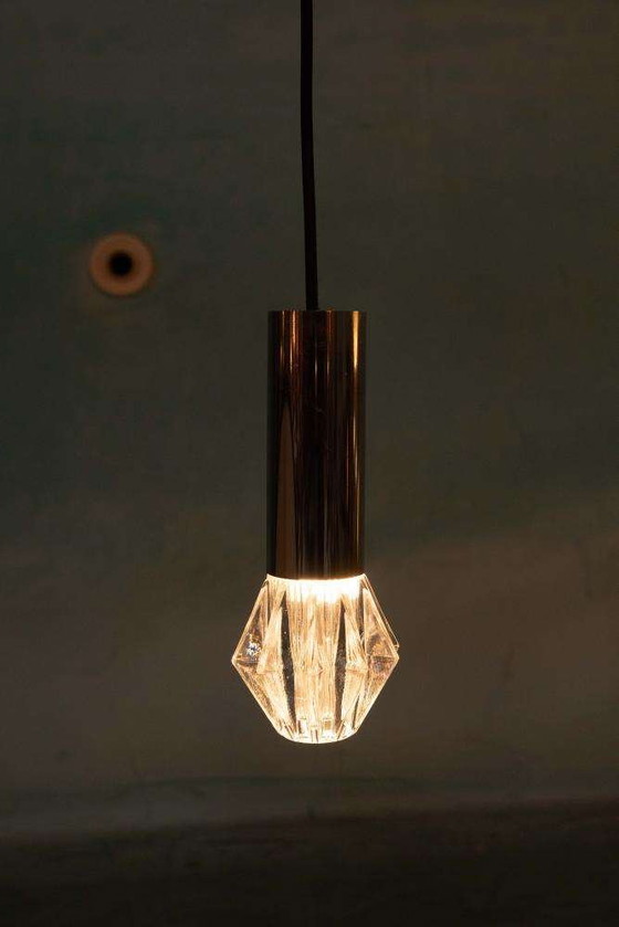 Image 1 of Space age glass pendant lights, 70s minimalist glass pendants