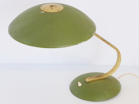 Image 1 of LAMPADA DA SCRIVANIA CON PIATTINO IMPORTANTE 1950 KAKI VINTAGE ANNI '50 LAMPADA DA SCRIVANIA ROCKABILLY