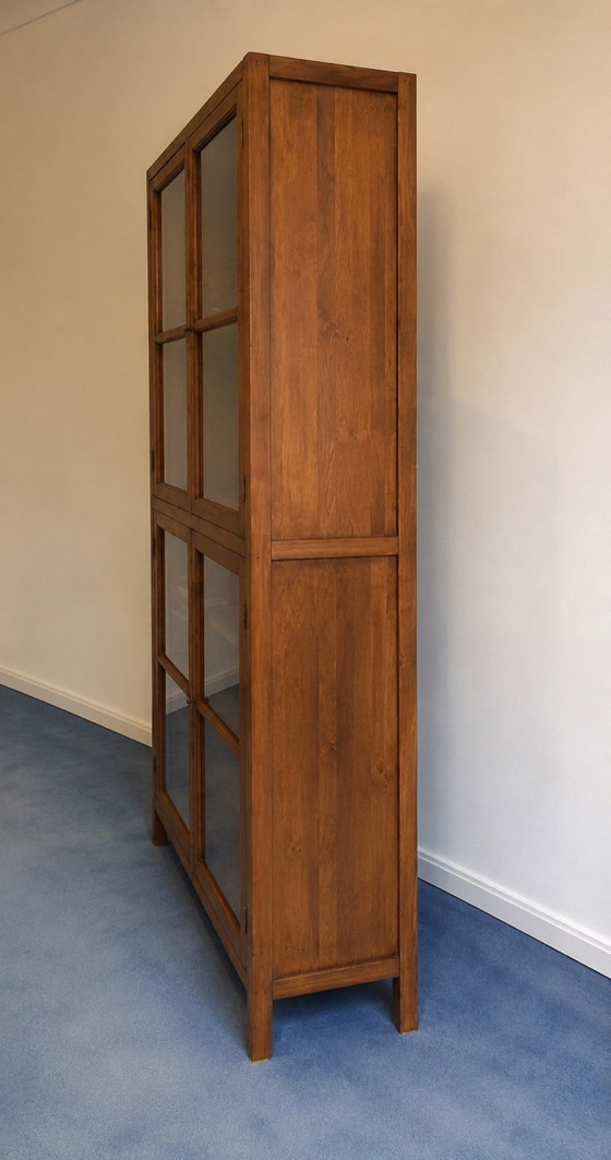 Image 1 of Mobile da biblioteca/vetrina vintage in rovere massello - altezza 234 cm