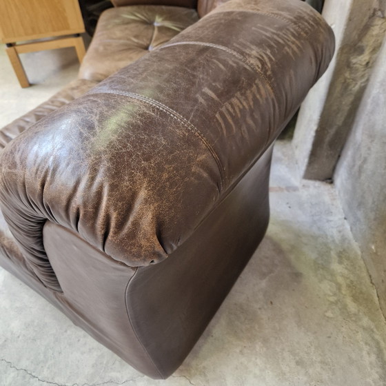 Image 1 of Sofá modular de los años 70 con elementos marrones y sofá de cuero.