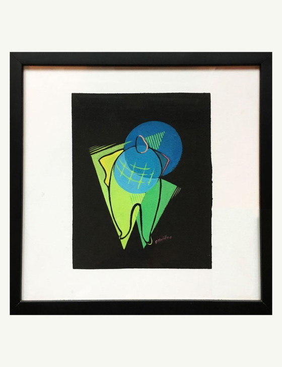 Image 1 of Small Cubist painting. France, 1950s