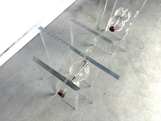 Messing en Lucite Console, jaren 70 – Plexiglass, Brass (photo 4 of 12)
