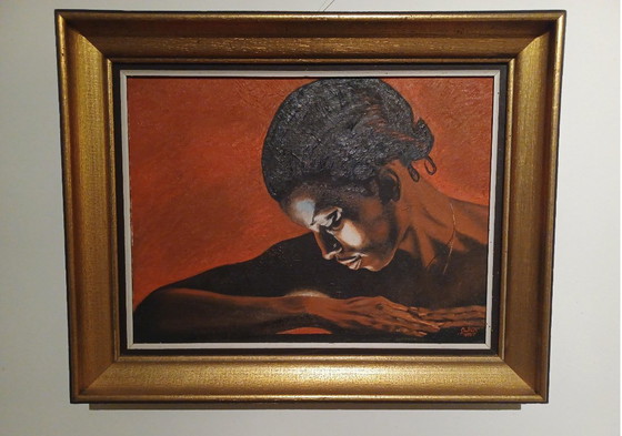 Image 1 of Beautiful, intimate portrait (clair obscur) - Oil on canvas