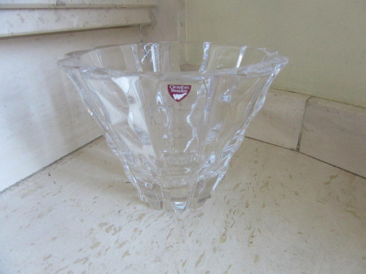 Orrefors Kristallschale/Vase, Olle Alberius (1929–1993), OA 4701-12, Wellenmuster, Modernismus – schalen, Crystal, Glass
