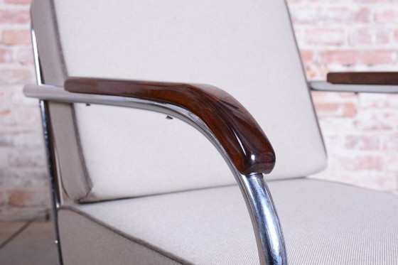 Restored Bauhaus Double Suspension Chair, Halabala, UP Zavody, Oak, Czech, 1930s – UP Závody, Armchairs (photo 5 of 16)