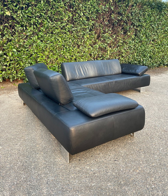 Image 1 of Divano angolare in vera pelle nera Montel