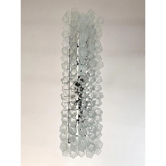 Image 1 of Lámpara de araña rectangular de lujo de cristal Murano Tronchi con acabado bruñido.