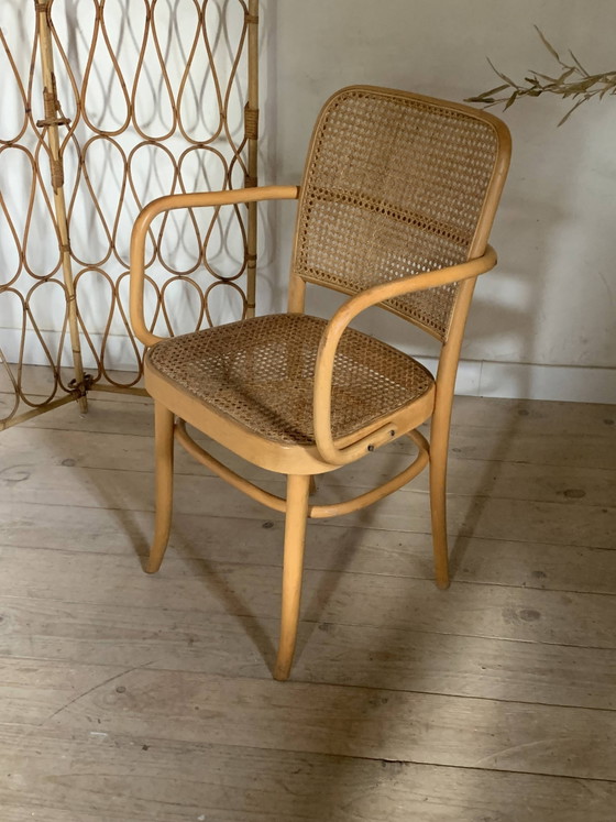 Vintage Hofmann rieten fauteuil – Thonet, Eetkamerstoelen, Wicker, Wood (photo 10 of 10)