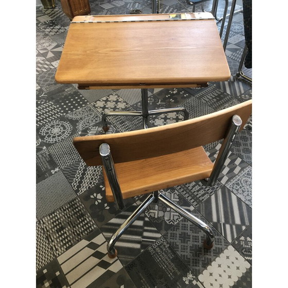 Image 1 of Vintage school table in beech wood, Czechoslovakia 1940