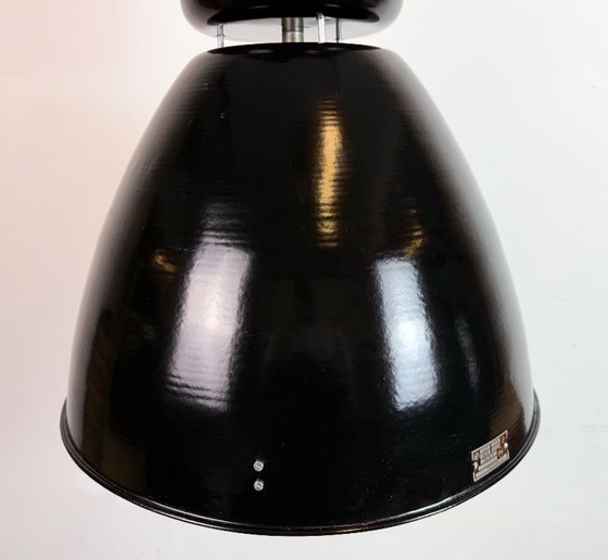 Image 1 of Large Black Industrial Factory Pendant Lamp from Elektrosvit, 1960s