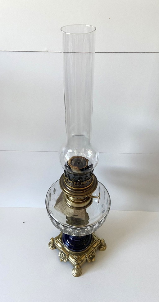 Antique French Oil Lamp, Late 1800s, Jean Ristelhueber, Paris, Bronze