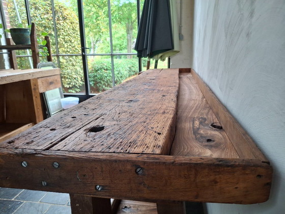 Image 1 of Large oak furniture maker's workbench