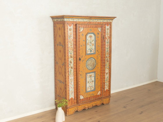 Antique hand-painted farmhouse wardrobe, 18th century, Wood, Multi Color (photo 3 of 8)