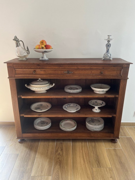 Image 1 of Offenes Sideboard/Vitrinenschrank aus Eiche im Landhausstil, 1930/50