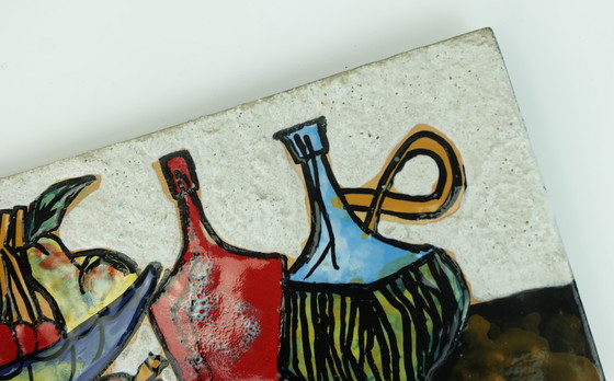 Image 1 of Mid Century Modern Wall Plaque with Still Life 1950s